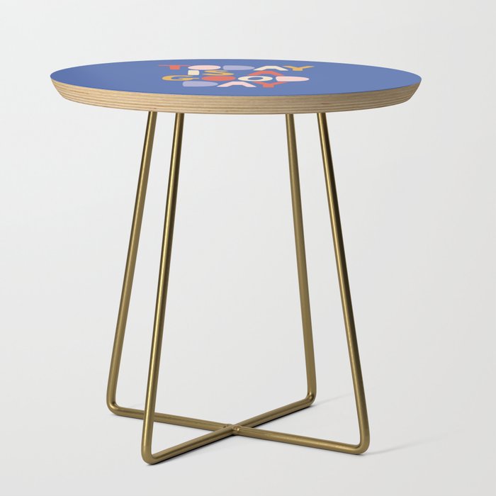 Today is a Good Day in blue red peach pink and mustard yellow Side Table Gallery Image 1