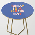 Today is a Good Day in blue red peach pink and mustard yellow Side Table Gallery Image 2