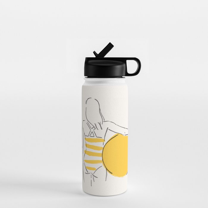 Summer ready - line drawing Water Bottle Gallery Image 1