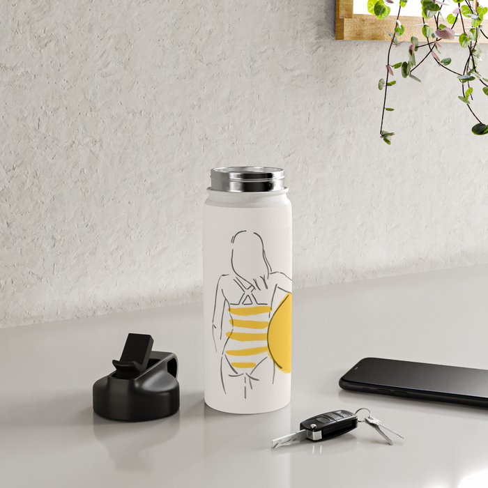 Summer ready - line drawing Water Bottle Gallery Image 4