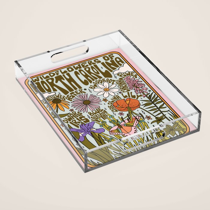 North Carolina Wildflower Acrylic Tray Gallery Image 1