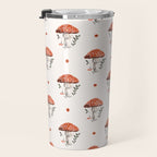 Whimsical Red Mushroom with Floral Border  Travel Mug Gallery Image 3
