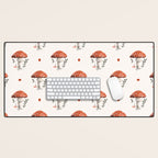 Whimsical Red Mushroom with Floral Border  Desk Mat Gallery Image 1