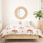 Whimsical Red Mushroom with Floral Border  Duvet Cover Gallery Image 3