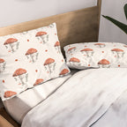 Whimsical Red Mushroom with Floral Border  Pillow Sham Gallery Image 2