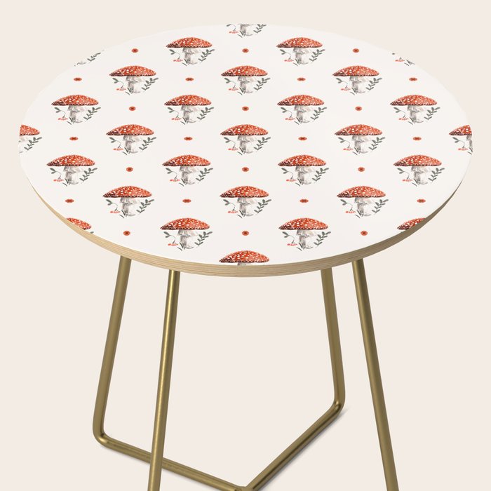 Whimsical Red Mushroom with Floral Border  Side Table Gallery Image 2