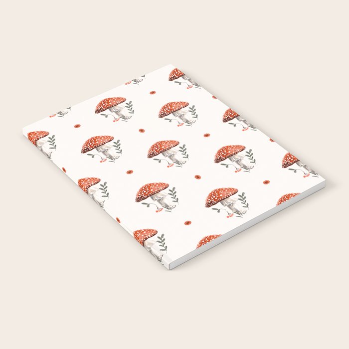 Whimsical Red Mushroom with Floral Border  Notebook Gallery Image 2