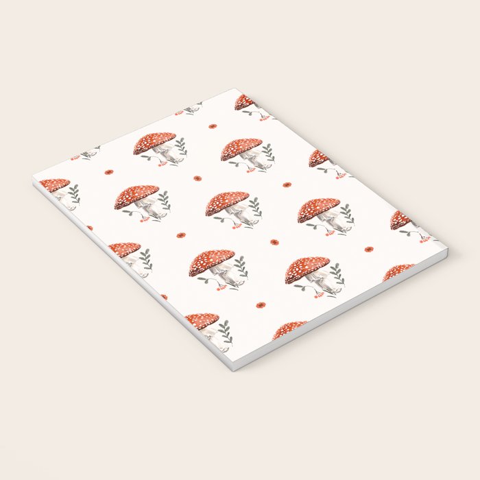 Whimsical Red Mushroom with Floral Border  Notebook Gallery Image 3