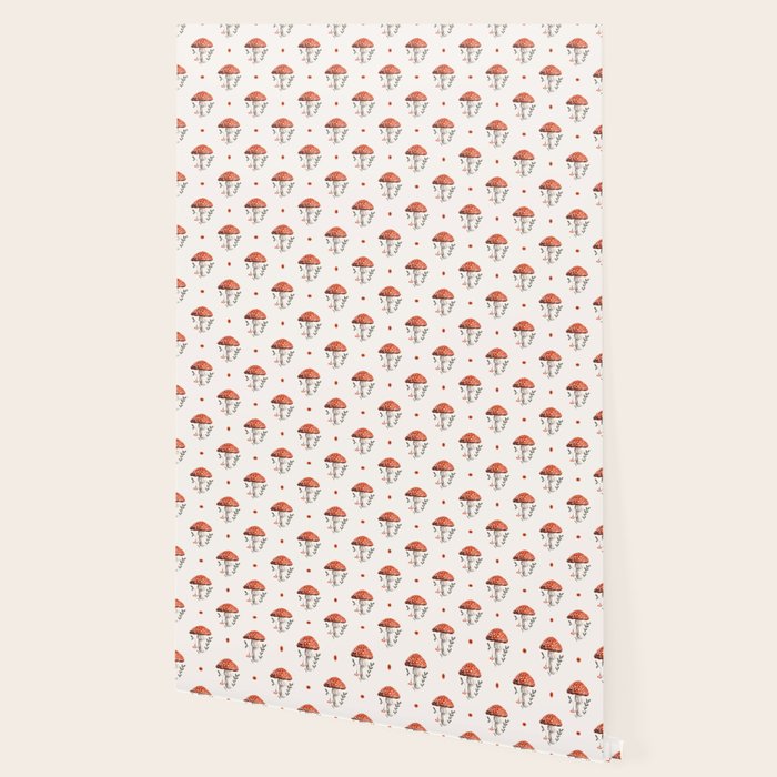 Whimsical Red Mushroom with Floral Border  Wallpaper Gallery Image 2