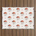 Whimsical Red Mushroom with Floral Border  Outdoor Rug Gallery Image 1