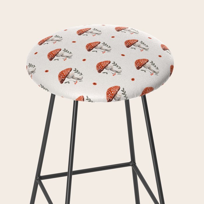 Whimsical Red Mushroom with Floral Border  Stool Gallery Image 2