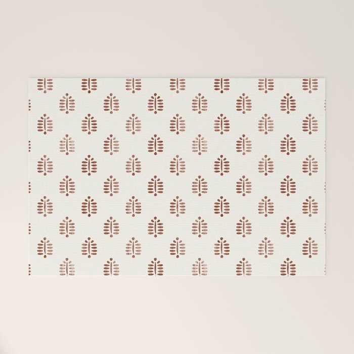 block print palm in rust Welcome Mat Gallery Image 1
