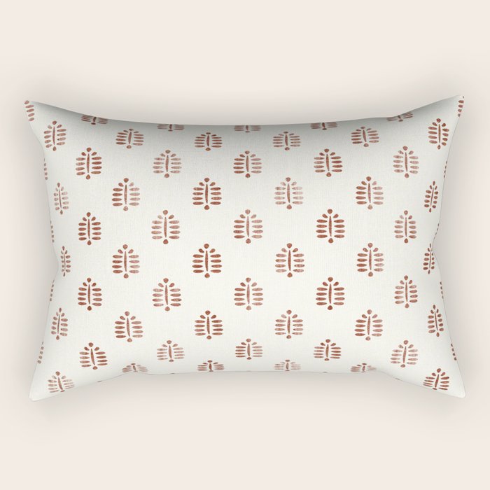 block print palm in rust Rectangular Pillow Gallery Image 1