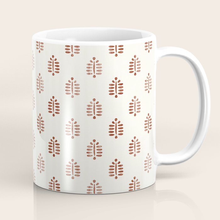 block print palm in rust Coffee Mug Gallery Image 1