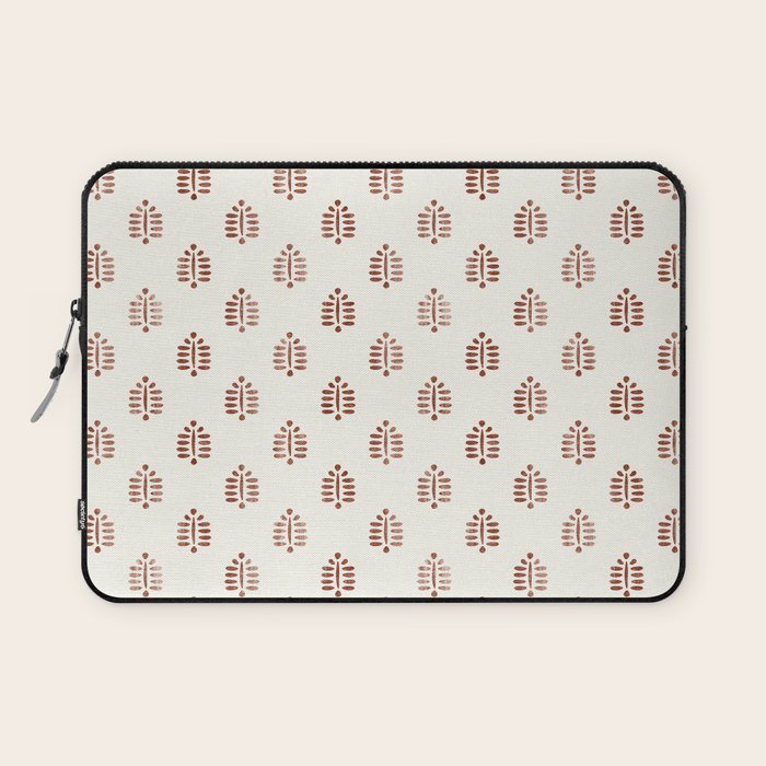 block print palm in rust Laptop Sleeve Gallery Image 1