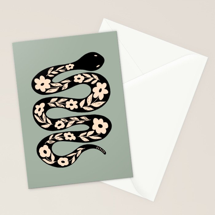Floral Snake  Stationery Card Gallery Image 2