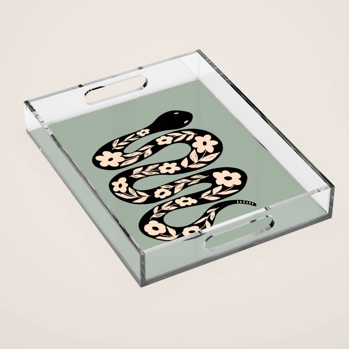 Floral Snake  Acrylic Tray Gallery Image 1