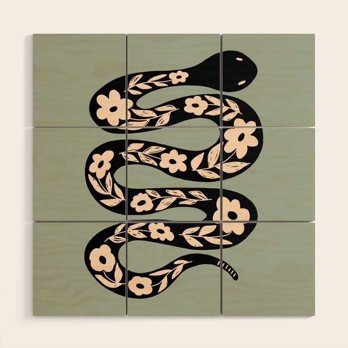 Floral Snake  Wood Wall Art Gallery Image 1
