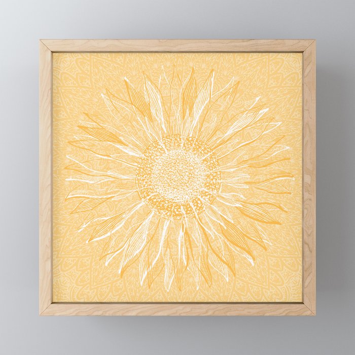 Mandala, Sunflower Prints, Yellow Mini Art Print Gallery Image 1