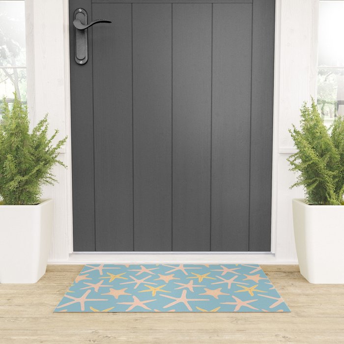 Vintage marine starfish sea animal pattern Welcome Mat Gallery Image 3