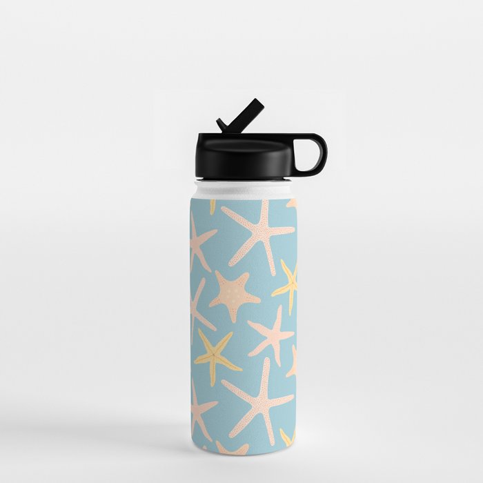 Vintage marine starfish sea animal pattern Water Bottle Gallery Image 1