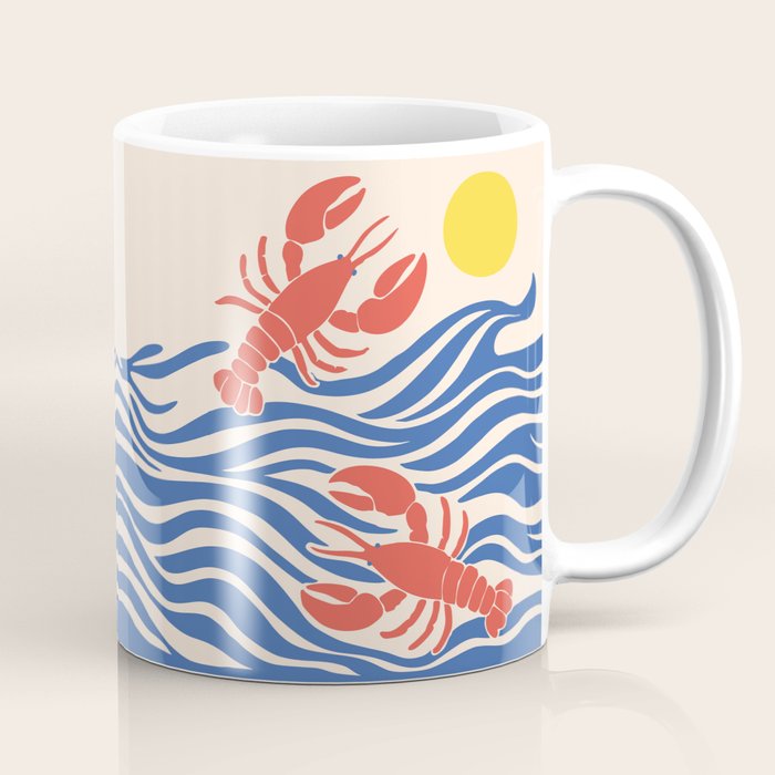 Lobsters Frolicking in the Ocean Waves Coffee Mug Gallery Image 1