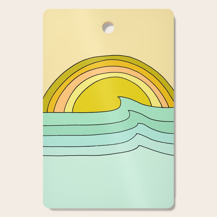 ride rainbows // retro surf soul // art by surfy birdy Cutting Board Gallery Image 1