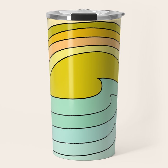ride rainbows // retro surf soul // art by surfy birdy Travel Mug Gallery Image 1