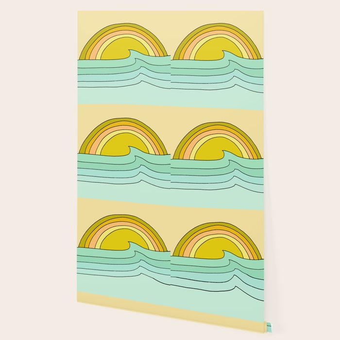 ride rainbows // retro surf soul // art by surfy birdy Wallpaper Gallery Image 2