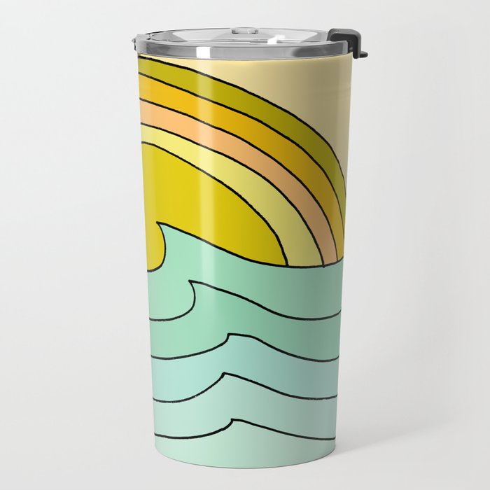 ride rainbows // retro surf soul // art by surfy birdy Travel Mug Gallery Image 2