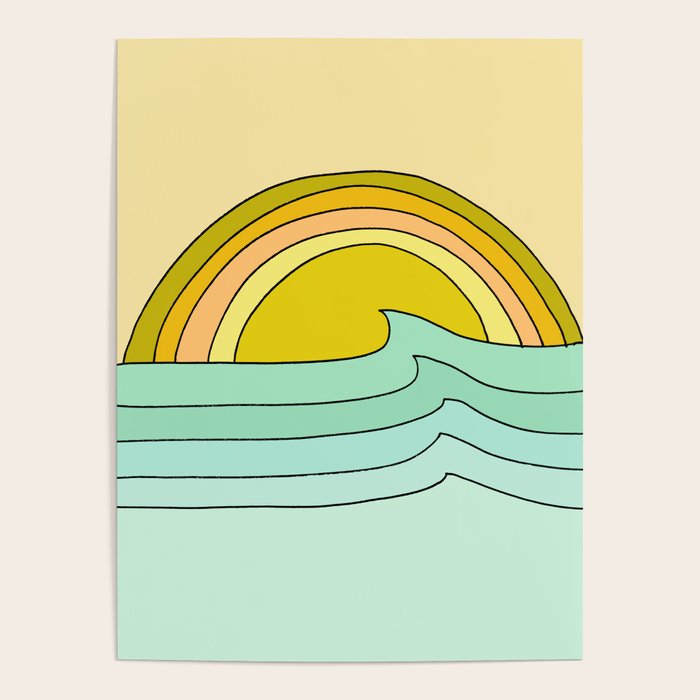 ride rainbows // retro surf soul // art by surfy birdy Poster Gallery Image 4