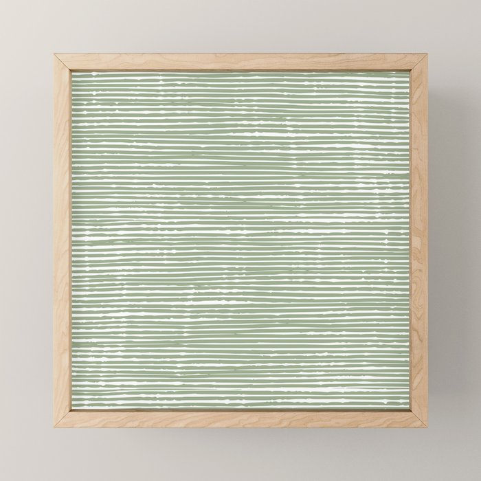 Abstract Stripes, Sage Green, Boho Wall Art Mini Art Print Gallery Image 1