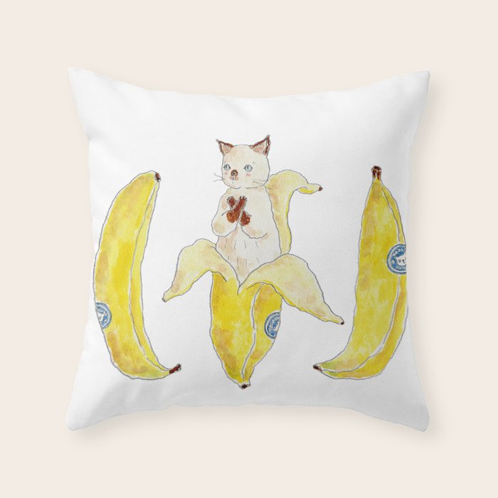 banana nyanco Throw Pillow Gallery Image 6