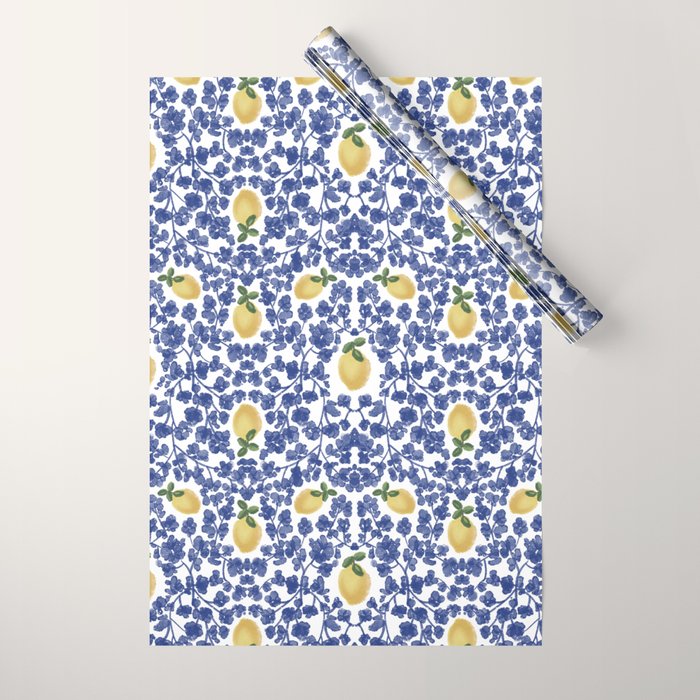 Chinoiserie Lemons Wrapping Paper Gallery Image 1