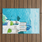 Greek Landscape #painting #travel #greece Outdoor Rug Gallery Image 1
