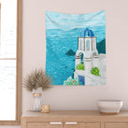 Greek Landscape #painting #travel #greece Wall Tapestry Gallery Image 2