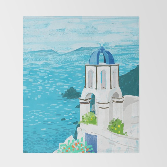 Greek Landscape #painting #travel #greece Throw Blanket Gallery Image 2