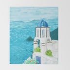 Greek Landscape #painting #travel #greece Throw Blanket Gallery Image 2