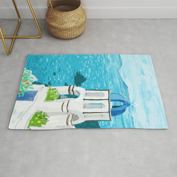 Greek Landscape #painting #travel #greece Rug Gallery Image 1