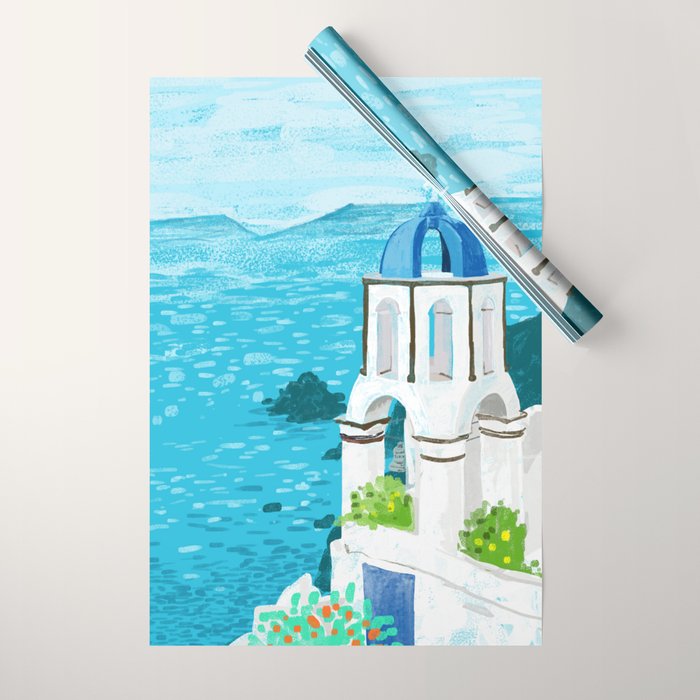 Greek Landscape #painting #travel #greece Wrapping Paper Gallery Image 1