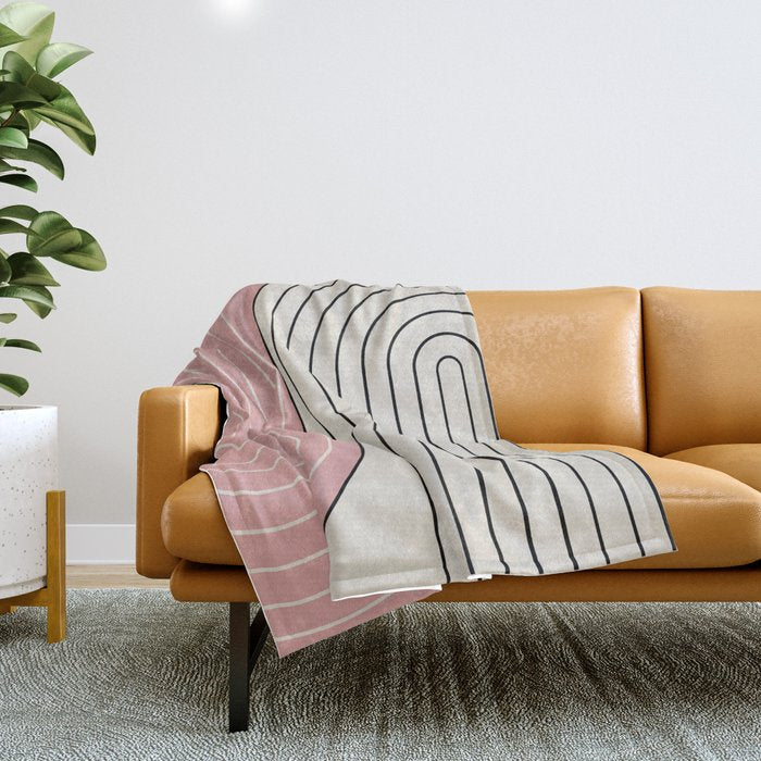 Two Tone Line Curvature XIII  Throw Blanket Gallery Image 1