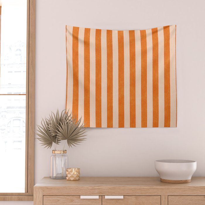 STRIPES 001 D - Pumpkin Wall Tapestry Gallery Image 2