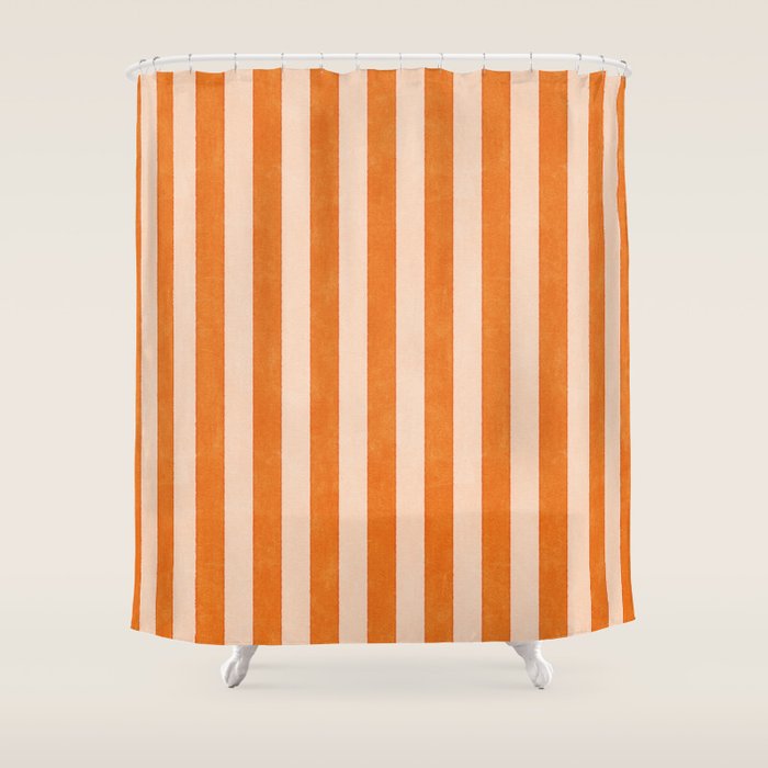 STRIPES 001 D - Pumpkin Shower Curtain Gallery Image 1