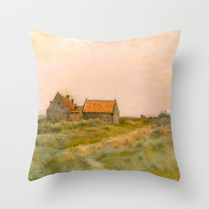 october day antique oil painting Throw Pillow Gallery Image 6