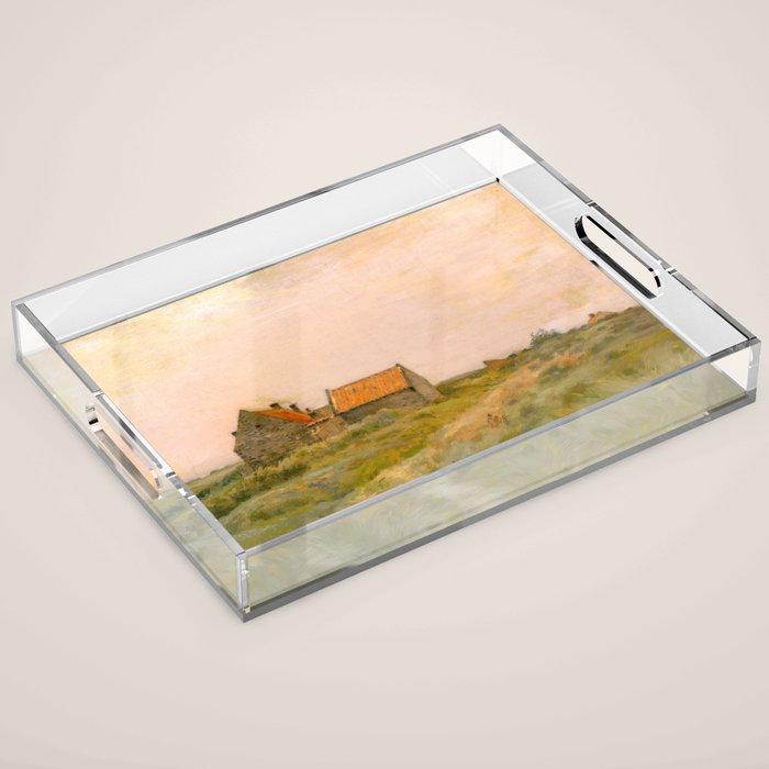 october day antique oil painting Acrylic Tray Gallery Image 1