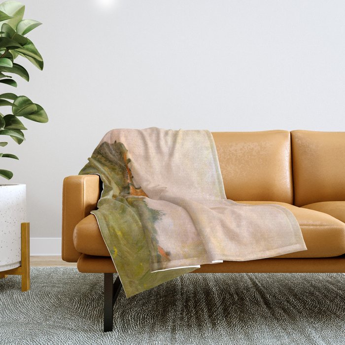 october day antique oil painting Throw Blanket Gallery Image 1