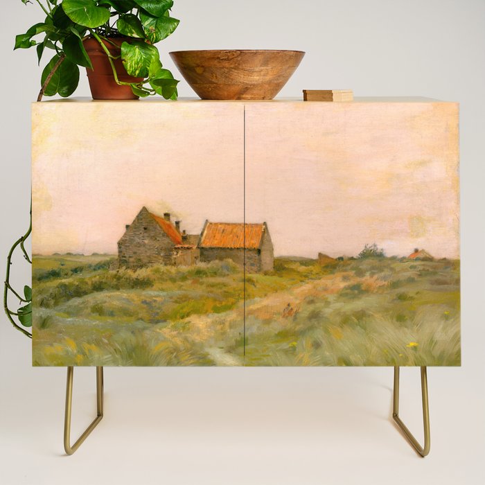 october day antique oil painting Credenza Gallery Image 1