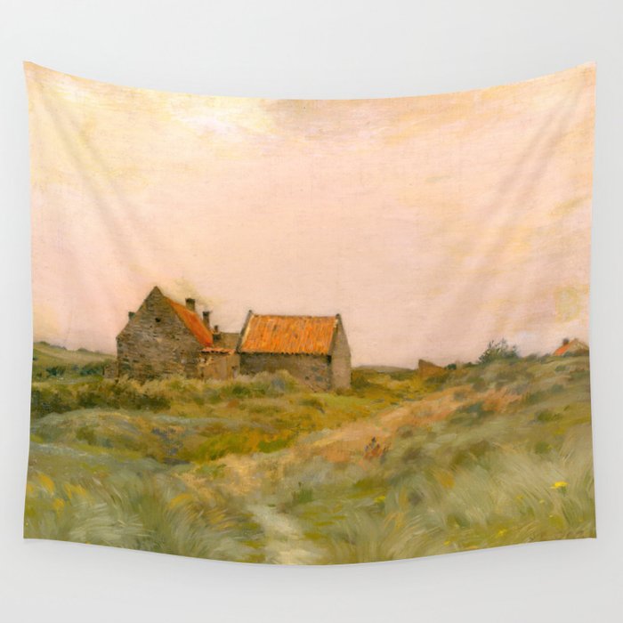 october day antique oil painting Wall Tapestry Gallery Image 4