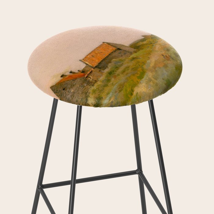 october day antique oil painting Stool Gallery Image 2