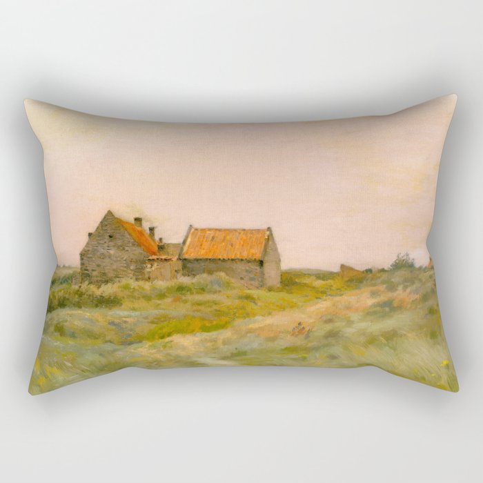 october day antique oil painting Rectangular Pillow Gallery Image 1